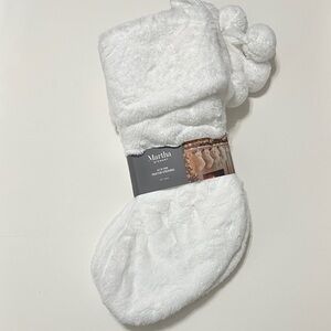 Martha Stewart White Holiday Christmas Stockings Set of 4 with Pom Poms